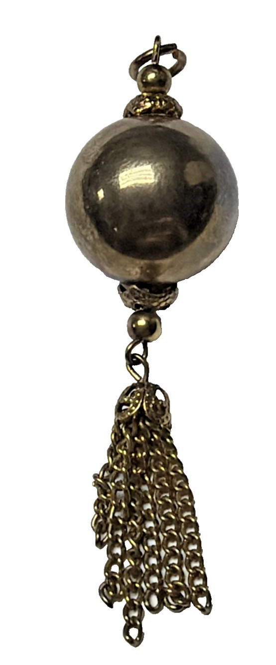 Vintage Baroque Style Pendant Ball Gold Tone Chain Tassel As Is
